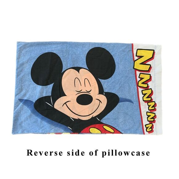 Mickey Mouse Twin Sheet Set 3 Piece Disney Zzzzzz Alarm Clock Vintage - Picture 3 of 4